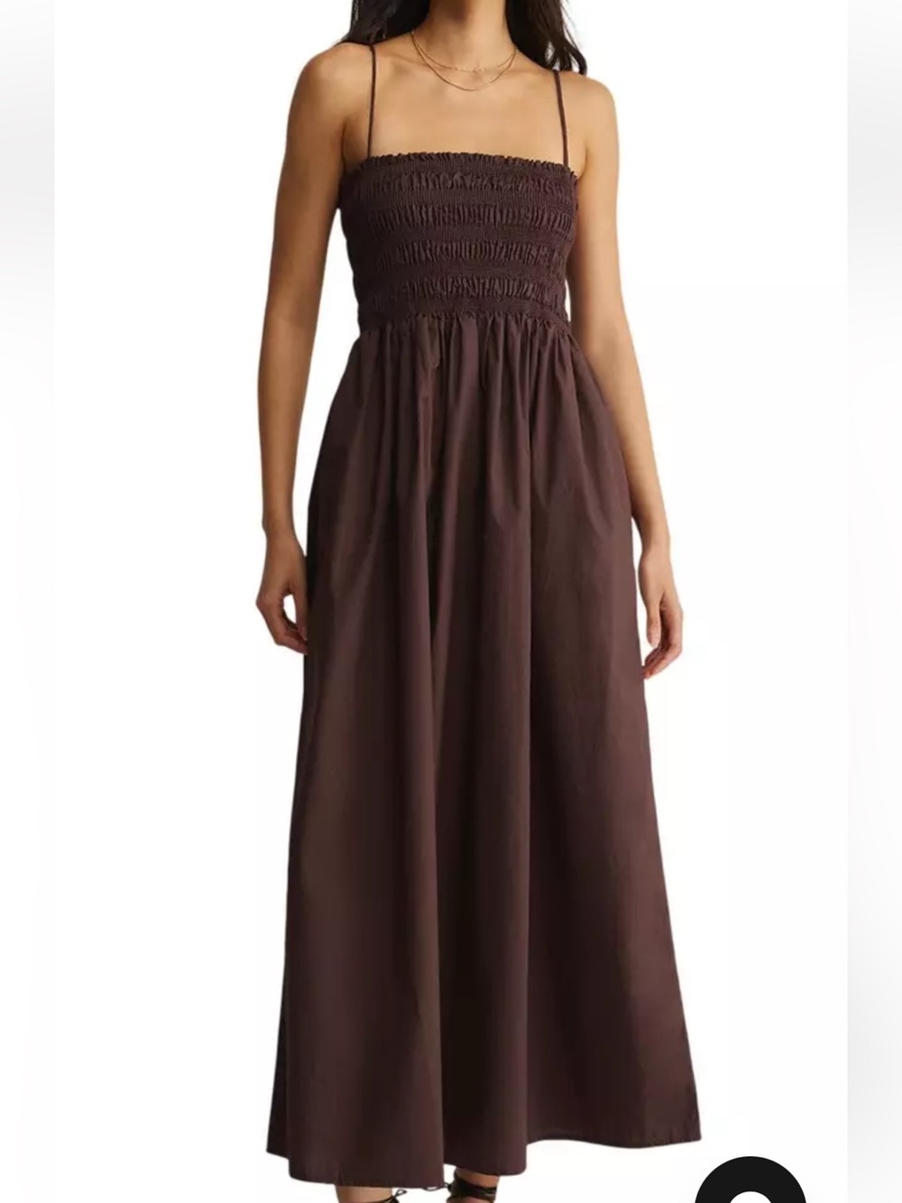 Z Supply Cornelia Poplin Midi Dress in Chocolate Brown - Picture 1 of 2